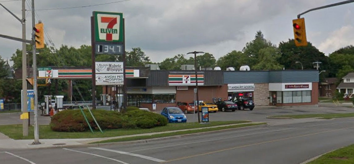 Convenience store with gas station located on a corner lot with ample parking. Located at 327 Erie Street, Stratford, Ontario.
